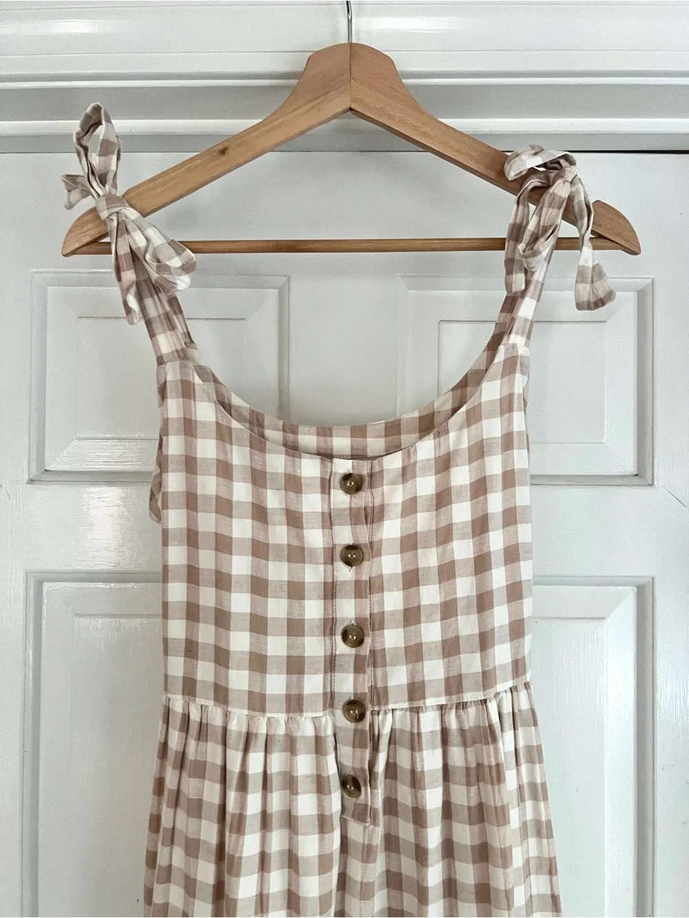 Little Cottonwood Women’s Magnolia Midi Dress in Tan Gingham - Picture 2 of 4